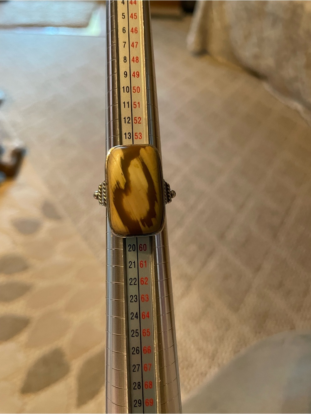 Vintage-Style Rectangular Yellow Brown Stone Ring